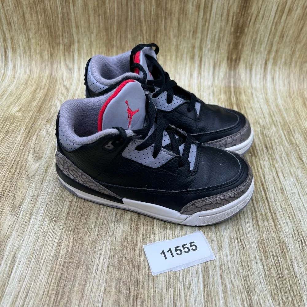 Nike Air Jordan 3 Retro Kid's Size 10C Black Cement Grey Shoes DM0968-010